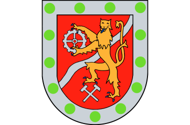 Das Wappen der Verbandsgemeinde Hamm (Sieg) zeigt in Gold auf Rot den saynischen Löwen und auf dem silbernen Rand zwölf grüne Punkte, die für die 12 Ortsgemeinden stehen.