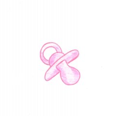 Zeichnung eines rosa Schnullers.